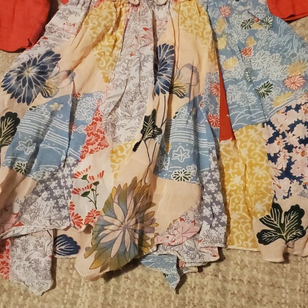 MiMi & Maggie Long Sleeve Grace Handkerchief Dress 6-9 MTHS Patchwork Flowers